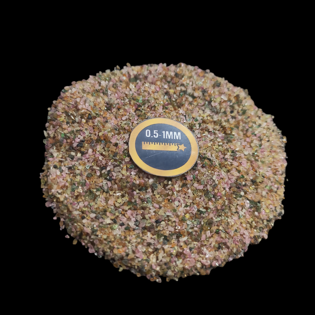 Earthmines Multi Tourmaline Gemstone Crushed 0.5-1mm Natural Loose Stone for Resin Art, Jewelry Inlay, Reiki, Chakra Healing & Crystal Bottles