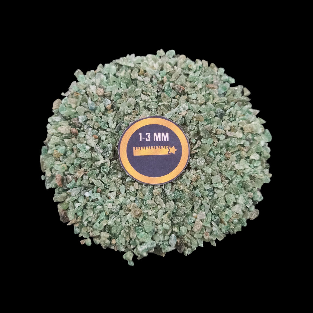 Earthmines Green Jade Gemstone Crushed 1-3mm Natural Loose Stone for Orgonite, Jewelry, Reiki, Chakra Healing & Home Decor