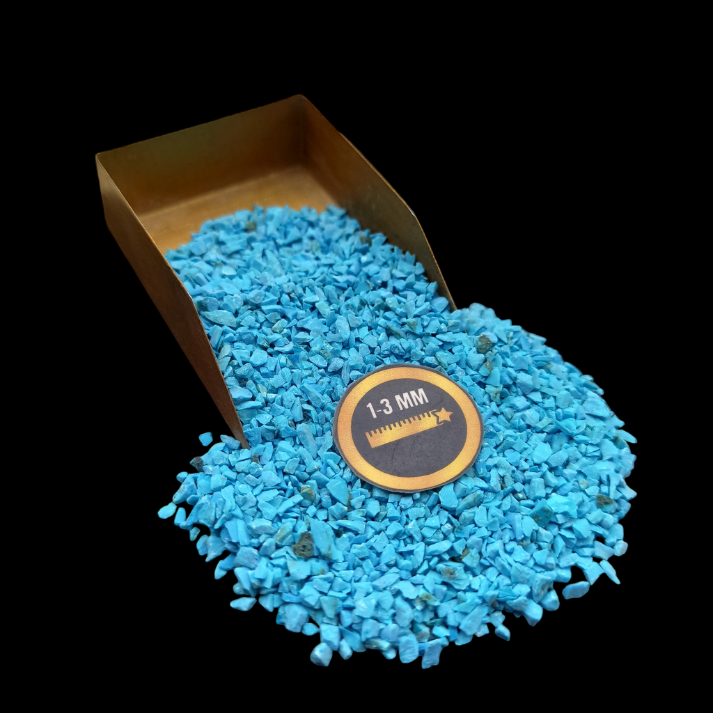 Earthmines New Natural Turquoise Gemstone Crushed 1-3mm Natural Loose Stone for Orgonite, Jewelry, Reiki, Chakra Healing & Home Decor
