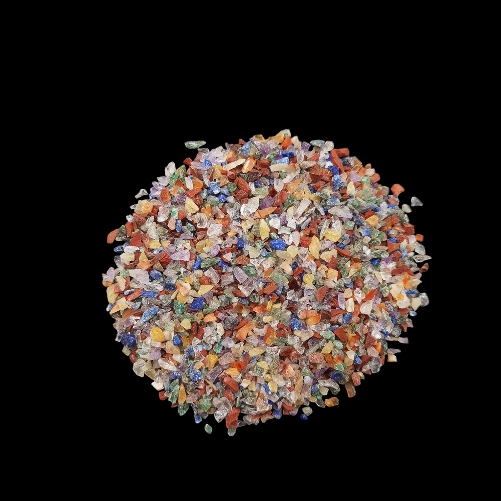 Earthmines New 7 Chackra Gemstone Crushed 1-3mm Natural Loose Stone for Orgonite, Jewelry, Reiki, Chakra Healing & Home Decor