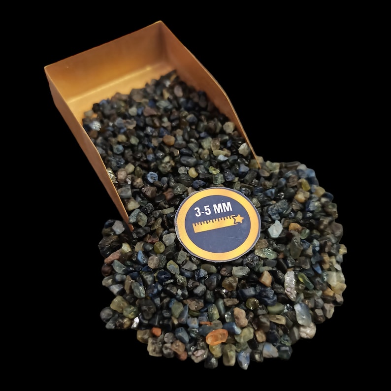 Earthmines Sapphire Gemstone Crushed 3-5mm Natural Loose Stone for Vase Fillers, Crystal Decor, Reiki, Chakra Healing & Feng Shui - Image 1