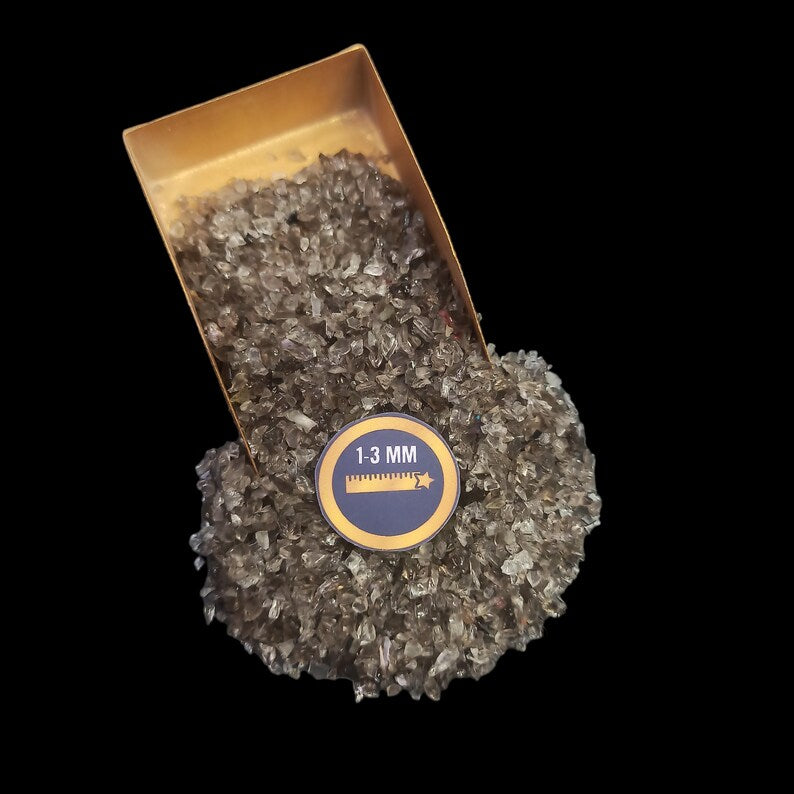Earthmines Smoky Quartz Gemstone Crushed 1-3mm Natural Loose Stone for Orgonite, Jewelry, Reiki, Chakra Healing & Home Decor - Image 3