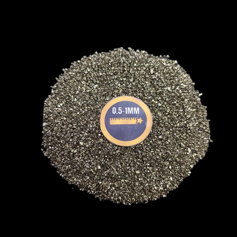 Earthmines Peru Pyrite Gemstone Crushed 0.5-1mm Natural Loose Stone for Resin Art, Jewelry Inlay, Reiki, Chakra Healing & Crystal Bottles - Image 2