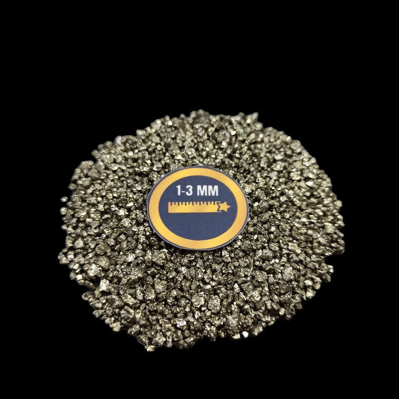 Earthmines Peru Pyrite Gemstone Crushed 1-3mm Natural Loose Stone for Orgonite, Jewelry, Reiki, Chakra Healing & Home Decor - Image 2