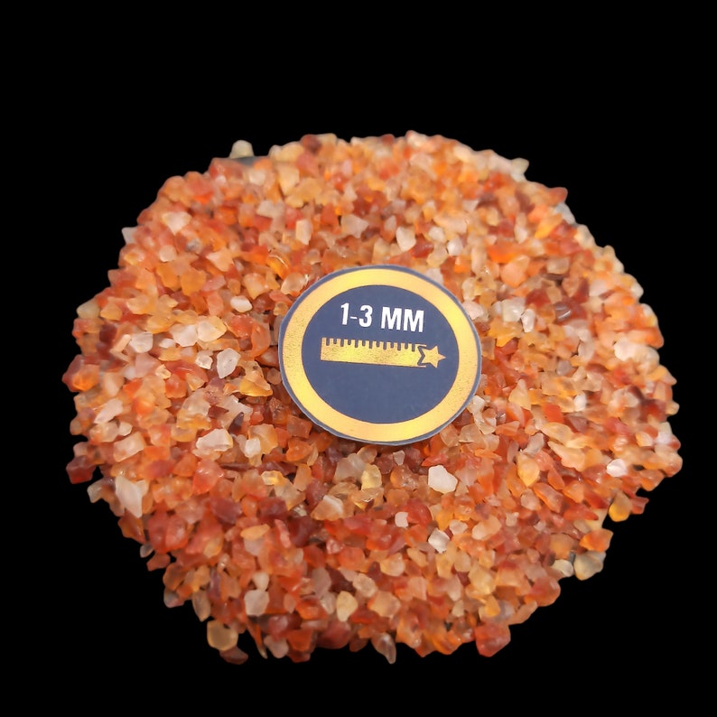 Earthmines Carnelian Gemstone Crushed 1-3mm Natural Loose Stone for Orgonite, Jewelry, Reiki, Chakra Healing & Home Decor - Image 2