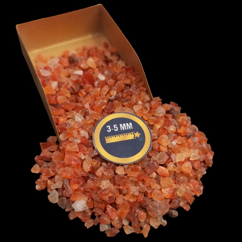 Earthmines Carnelian Gemstone Crushed 3-5mm Natural Loose Stone for Vase Fillers, Crystal Decor, Reiki, Chakra Healing & Feng Shui - Image 1