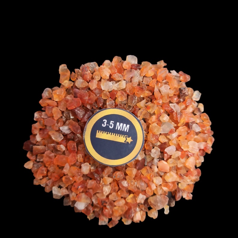 Earthmines Carnelian Gemstone Crushed 3-5mm Natural Loose Stone for Vase Fillers, Crystal Decor, Reiki, Chakra Healing & Feng Shui - Image 2