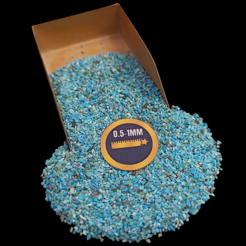 Earthmines Natural Turquoise Gemstone Crushed 0.5-1mm Natural Loose Stone for Resin Art, Jewelry Inlay, Reiki, Chakra Healing & Crystal Bottles - Image 1
