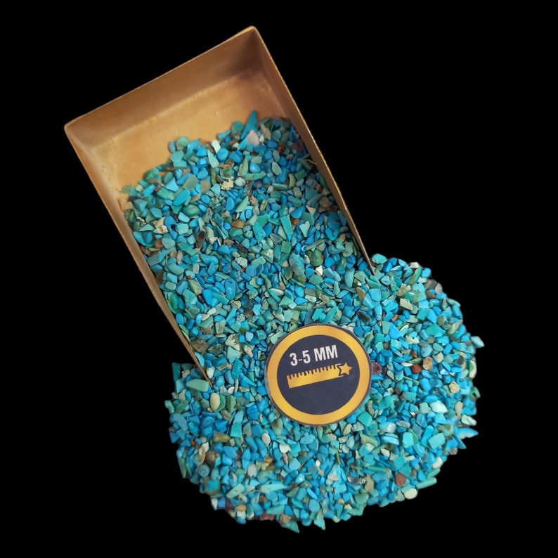 Earthmines Natural Turquoise Gemstone Crushed 3-5mm Natural Loose Stone for Vase Fillers, Crystal Decor, Reiki, Chakra Healing & Feng Shui - Image 3