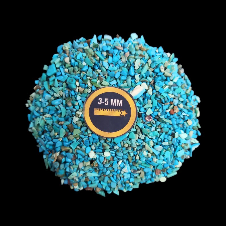 Earthmines Natural Turquoise Gemstone Crushed 3-5mm Natural Loose Stone for Vase Fillers, Crystal Decor, Reiki, Chakra Healing & Feng Shui - Image 2