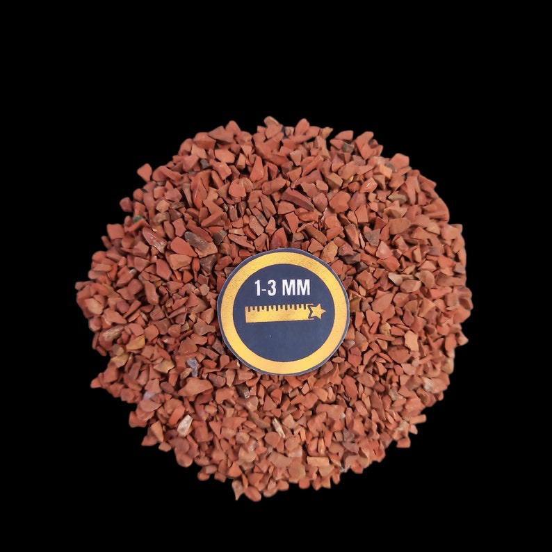 Earthmines Red Jasper Gemstone Crushed 1-3mm Natural Loose Stone for Orgonite, Jewelry, Reiki, Chakra Healing & Home Decor - Image 2
