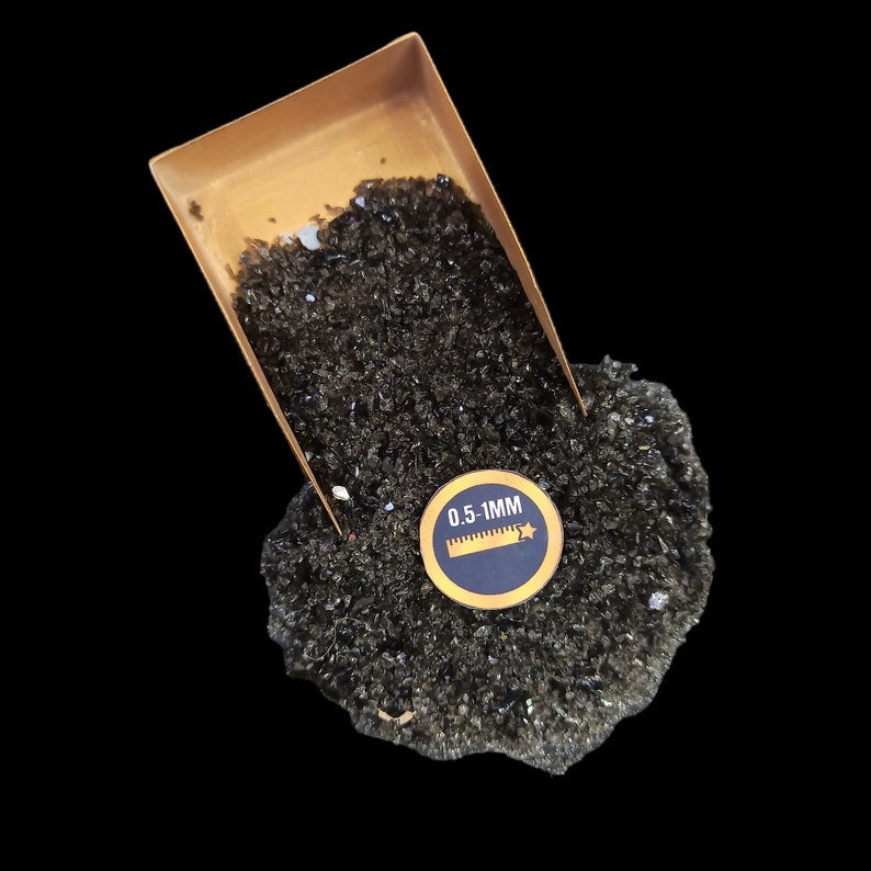 Earthmines Black Obsidian Gemstone Crushed 0.5-1mm Natural Loose Stone for Resin Art, Jewelry Inlay, Reiki, Chakra Healing & Crystal Bottles - Image 3