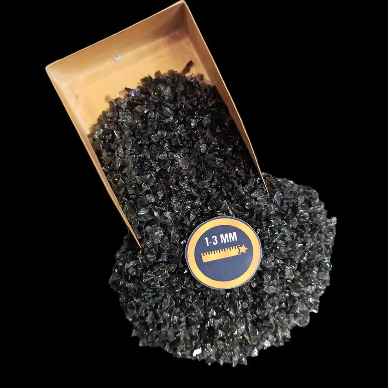 Earthmines Black Obsidian Gemstone Crushed 1-3mm Natural Loose Stone for Orgonite, Jewelry, Reiki, Chakra Healing & Home Decor - Image 3