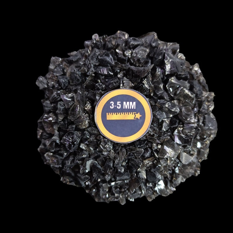 Earthmines Black Obsidian Gemstone Crushed 3-5mm Natural Loose Stone for Vase Fillers, Crystal Decor, Reiki, Chakra Healing & Feng Shui - Image 2