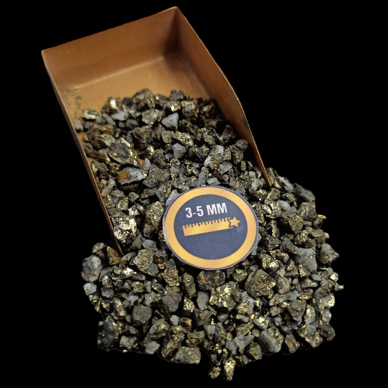 Earthmines Chalcopyrite Gemstone Crushed 3-5mm Natural Loose Stone for Vase Fillers, Crystal Decor, Reiki, Chakra Healing & Feng Shui - Image 1