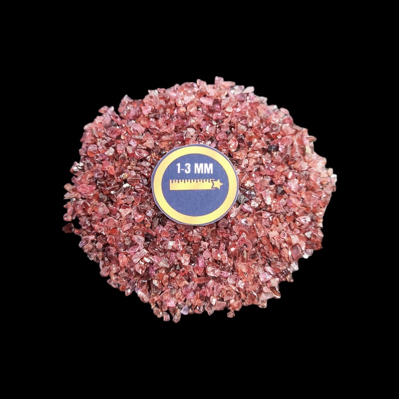 Earthmines Garnet Gemstone Crushed 1-3mm Natural Loose Stone for Orgonite, Jewelry, Reiki, Chakra Healing & Home Decor - Image 2