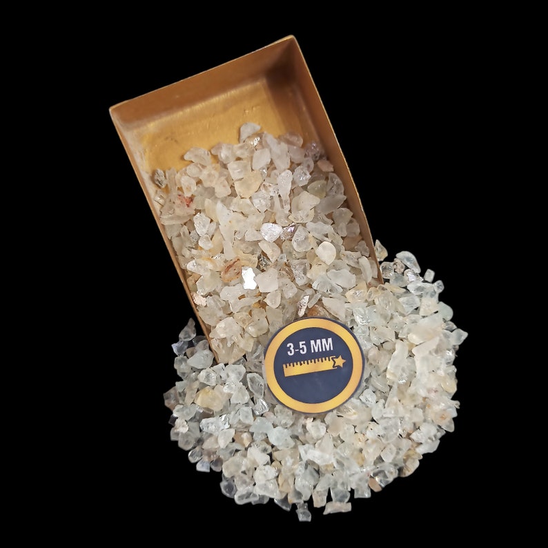 Earthmines White Topaz Gemstone Crushed 3-5mm Natural Loose Stone for Vase Fillers, Crystal Decor, Reiki, Chakra Healing & Feng Shui - Image 3