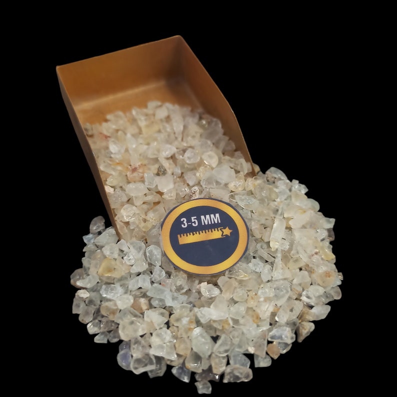 Earthmines White Topaz Gemstone Crushed 3-5mm Natural Loose Stone for Vase Fillers, Crystal Decor, Reiki, Chakra Healing & Feng Shui - Image 1