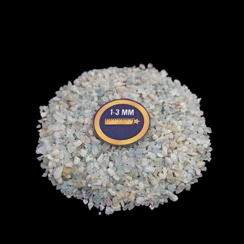 Earthmines Aquamarine Gemstone Crushed 1-3mm Natural Loose Stone for Orgonite, Jewelry, Reiki, Chakra Healing & Home Decor - Image 2