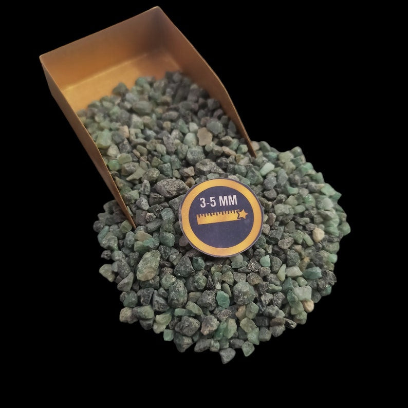 Earthmines Emerald Gemstone Crushed 3-5mm Natural Loose Stone for Vase Fillers, Crystal Decor, Reiki, Chakra Healing & Feng Shui - Image 1