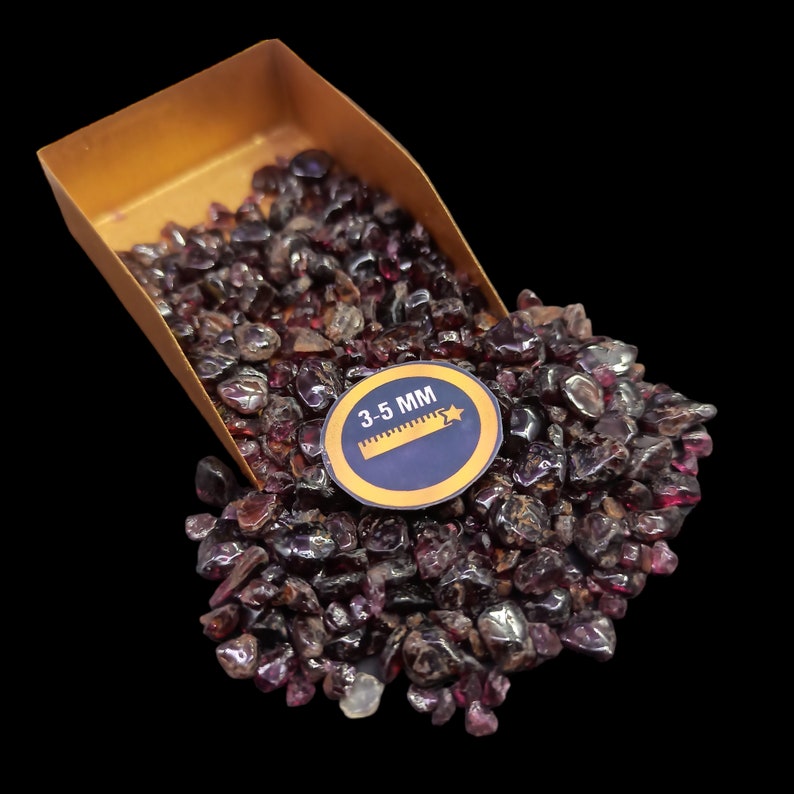 Earthmines Garnet Gemstone Crushed 3-5mm Natural Loose Stone for Vase Fillers, Crystal Decor, Reiki, Chakra Healing & Feng Shui - Image 1