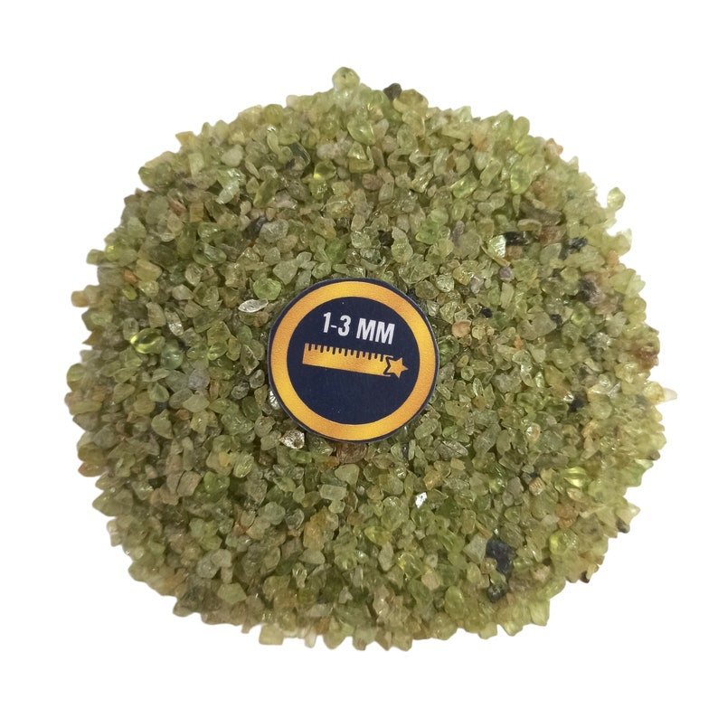 Earthmines Peridot Gemstone Crushed 1-3mm Natural Loose Stone for Orgonite, Jewelry, Reiki, Chakra Healing & Home Decor - Image 4