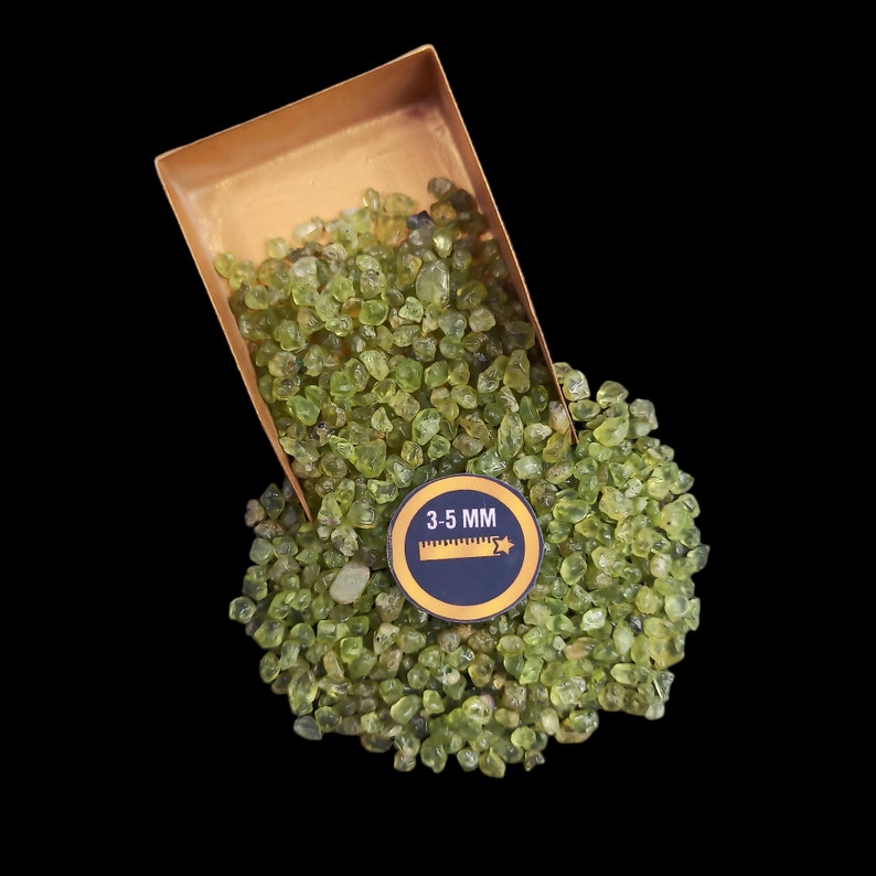 Earthmines Peridot Gemstone Crushed 3-5mm Natural Loose Stone for Vase Fillers, Crystal Decor, Reiki, Chakra Healing & Feng Shui - Image 3