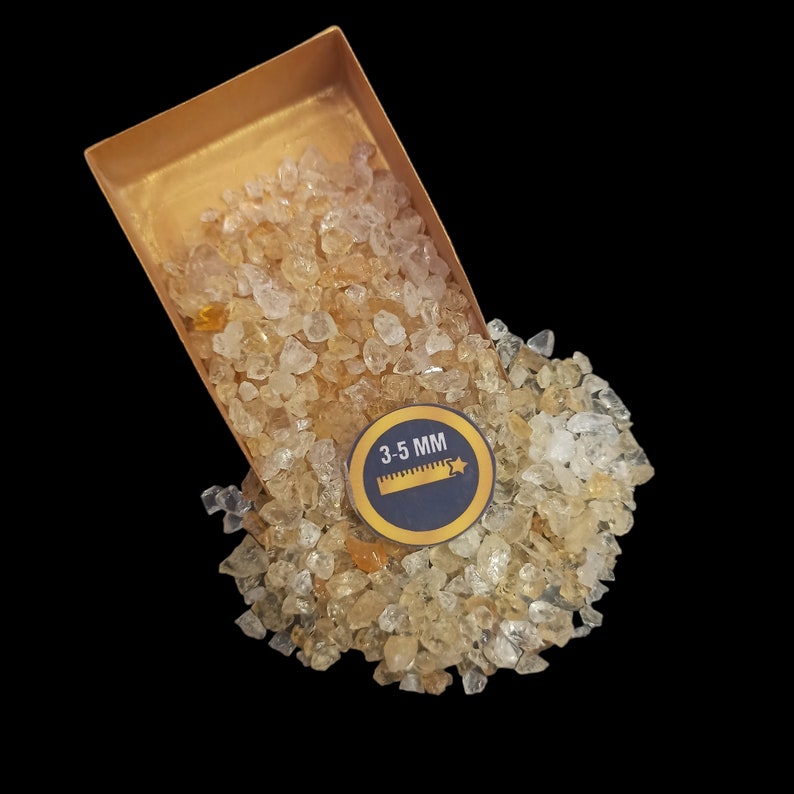 Earthmines Citrine Gemstone Crushed 3-5mm Natural Loose Stone for Vase Fillers, Crystal Decor, Reiki, Chakra Healing & Feng Shui - Image 3