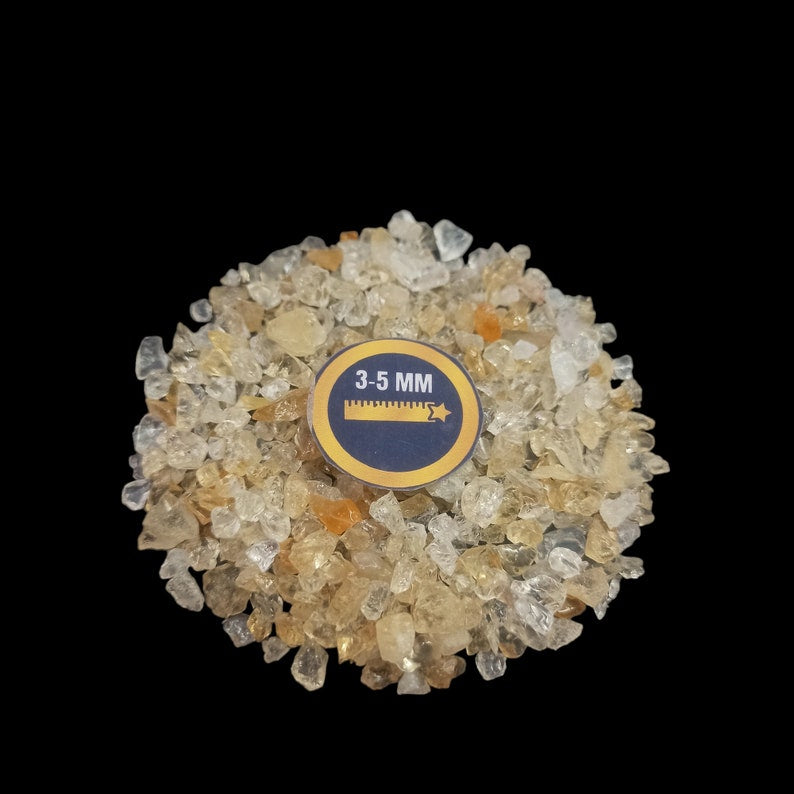 Earthmines Citrine Gemstone Crushed 3-5mm Natural Loose Stone for Vase Fillers, Crystal Decor, Reiki, Chakra Healing & Feng Shui - Image 2