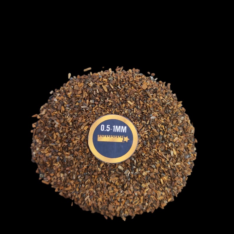 Earthmines Tiger Eye Gemstone Crushed 0.5-1mm Natural Loose Stone for Resin Art, Jewelry Inlay, Reiki, Chakra Healing & Crystal Bottles - Image 2