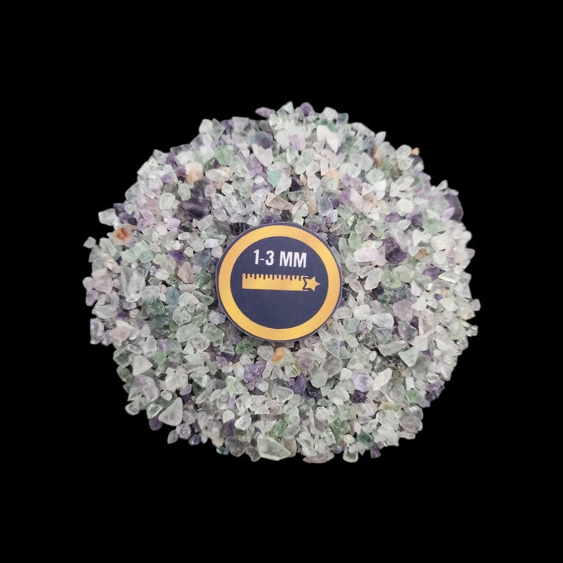 Earthmines Fluorite Gemstone Crushed 1-3mm Natural Loose Stone for Orgonite, Jewelry, Reiki, Chakra Healing & Home Decor - Image 2