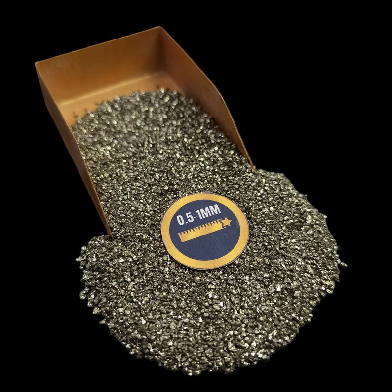 Earthmines Peru Pyrite Gemstone Crushed 0.5-1mm Natural Loose Stone for Resin Art, Jewelry Inlay, Reiki, Chakra Healing & Crystal Bottles - Image 1