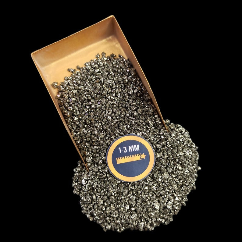 Earthmines Peru Pyrite Gemstone Crushed 1-3mm Natural Loose Stone for Orgonite, Jewelry, Reiki, Chakra Healing & Home Decor - Image 3