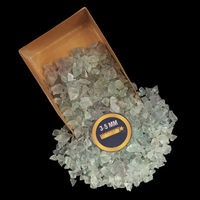 Earthmines Green Fluorite Gemstone Crushed 3-5mm Natural Loose Stone for Vase Fillers, Crystal Decor, Reiki, Chakra Healing & Feng Shui - Image 3