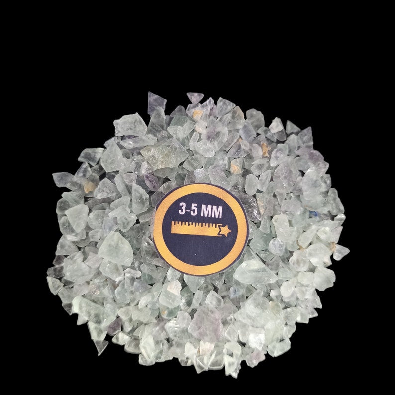 Earthmines Green Fluorite Gemstone Crushed 3-5mm Natural Loose Stone for Vase Fillers, Crystal Decor, Reiki, Chakra Healing & Feng Shui - Image 2