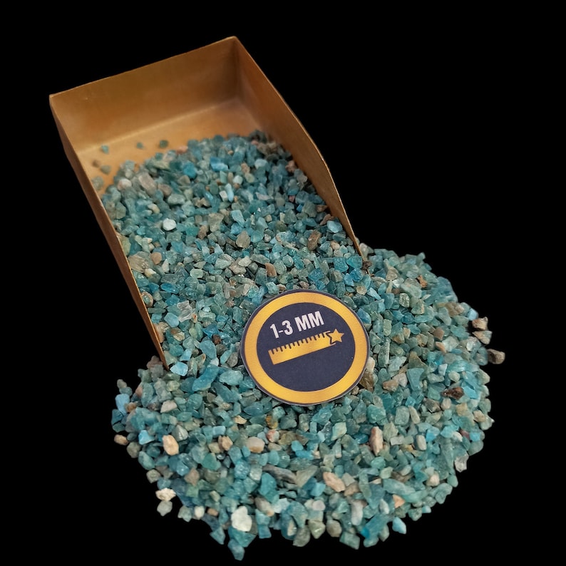 Earthmines Blue Apatite Gemstone Crushed 1-3mm Natural Loose Stone for Orgonite, Jewelry, Reiki, Chakra Healing & Home Decor - Image 1