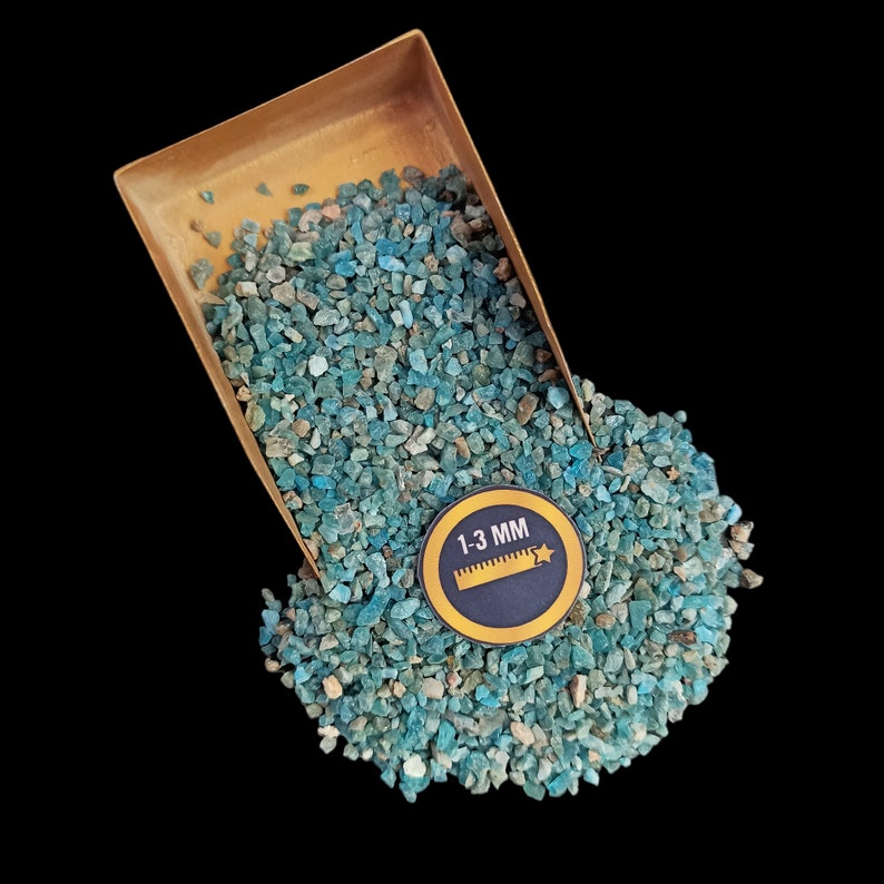 Earthmines Blue Apatite Gemstone Crushed 1-3mm Natural Loose Stone for Orgonite, Jewelry, Reiki, Chakra Healing & Home Decor - Image 3