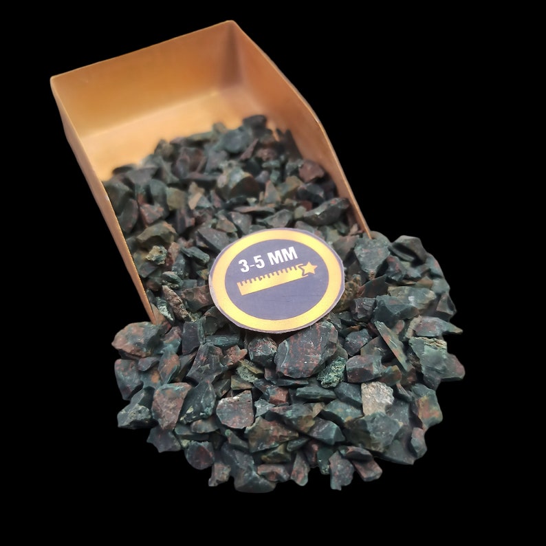 Earthmines Moss Agate Gemstone Crushed 3-5mm Natural Loose Stone for Vase Fillers, Crystal Decor, Reiki, Chakra Healing & Feng Shui - Image 1