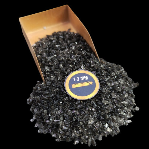 Earthmines Black Obsidian Gemstone Crushed 1-3mm Natural Loose Stone for Orgonite, Jewelry, Reiki, Chakra Healing & Home Decor - Image 1