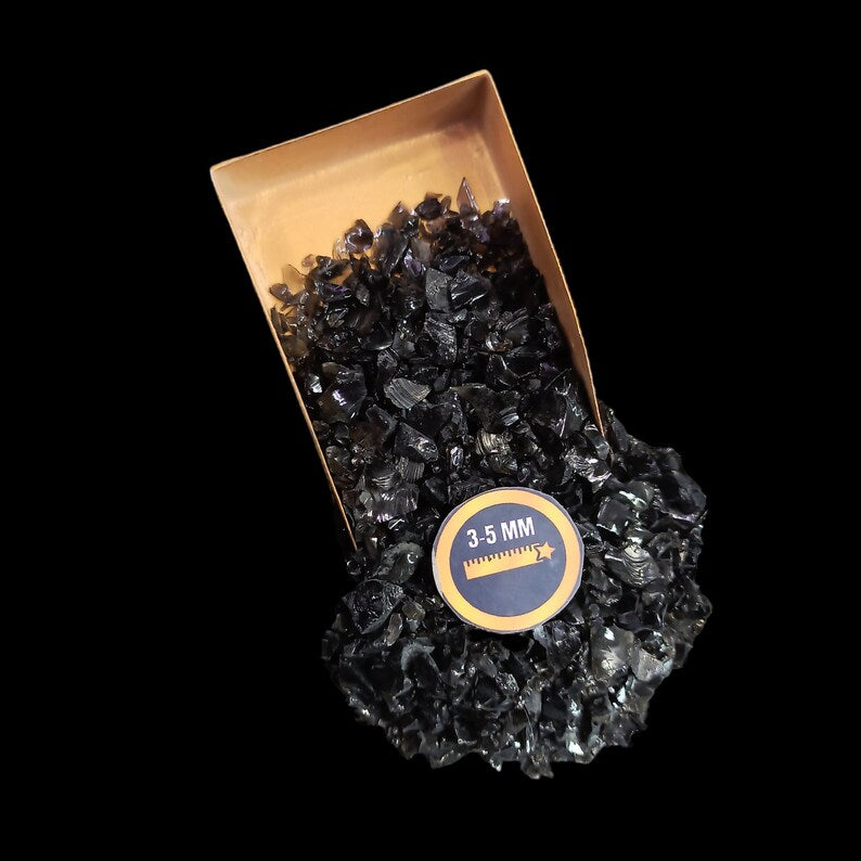 Earthmines Black Obsidian Gemstone Crushed 3-5mm Natural Loose Stone for Vase Fillers, Crystal Decor, Reiki, Chakra Healing & Feng Shui - Image 3