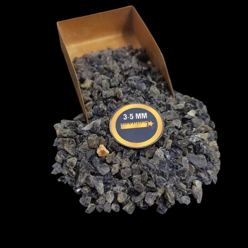 Earthmines Natural Iolite Gemstone Crushed 3-5mm Natural Loose Stone for Vase Fillers, Crystal Decor, Reiki, Chakra Healing & Feng Shui - Image 1