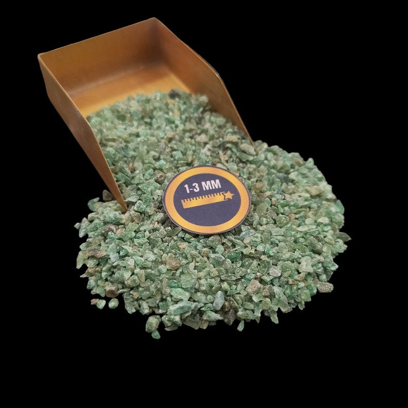 Earthmines Green Jade Gemstone Crushed 1-3mm Natural Loose Stone for Orgonite, Jewelry, Reiki, Chakra Healing & Home Decor - Image 1