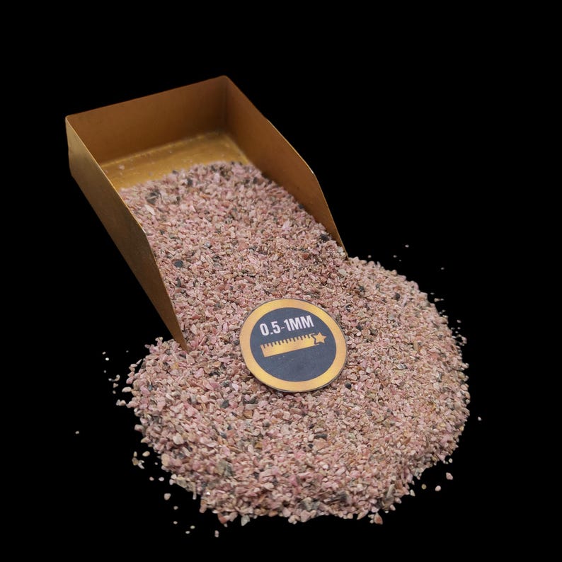 Earthmines Rhodonite Gemstone Crushed 0.5-1mm Natural Loose Stone for Resin Art, Jewelry Inlay, Reiki, Chakra Healing & Crystal Bottles - Image 1