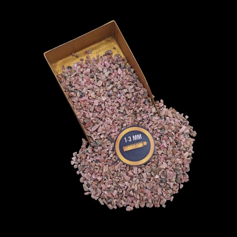 Earthmines Rhodonite Gemstone Crushed 1-3mm Natural Loose Stone for Orgonite, Jewelry, Reiki, Chakra Healing & Home Decor - Image 2