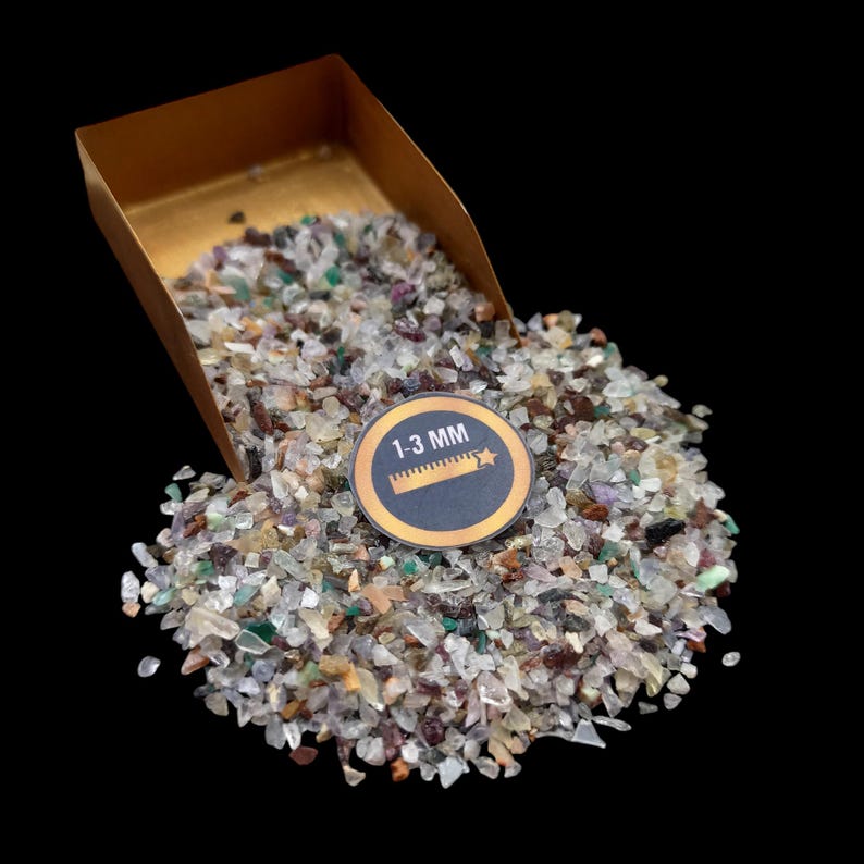 Earthmines Multi Natural Stones Gemstone Crushed 1-3mm Natural Loose Stone for Orgonite, Jewelry, Reiki, Chakra Healing & Home Decor - Image 1