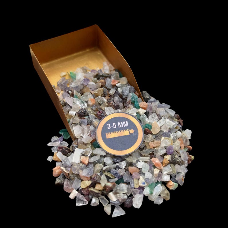 Earthmines Multi Natural Stones Gemstone Crushed 3-5mm Natural Loose Stone for Vase Fillers, Crystal Decor, Reiki, Chakra Healing & Feng Shui - Image 1