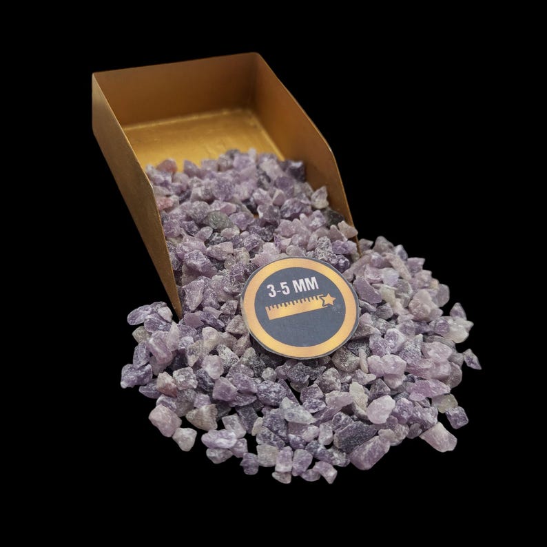 Earthmines Lepidolite Gemstone Crushed 3-5mm Natural Loose Stone for Vase Fillers, Crystal Decor, Reiki, Chakra Healing & Feng Shui - Image 1