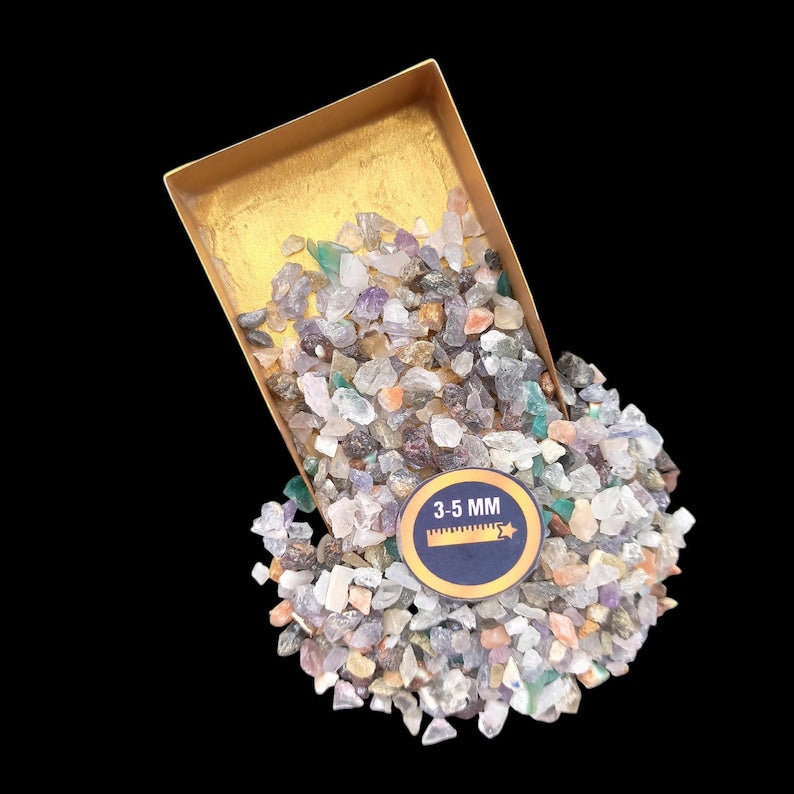 Earthmines Multi Natural Stones Gemstone Crushed 3-5mm Natural Loose Stone for Vase Fillers, Crystal Decor, Reiki, Chakra Healing & Feng Shui - Image 3