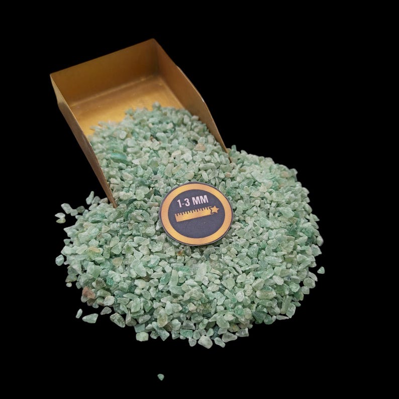 Earthmines Green Myke Gemstone Crushed 1-3mm Natural Loose Stone for Orgonite, Jewelry, Reiki, Chakra Healing & Home Decor - Image 1