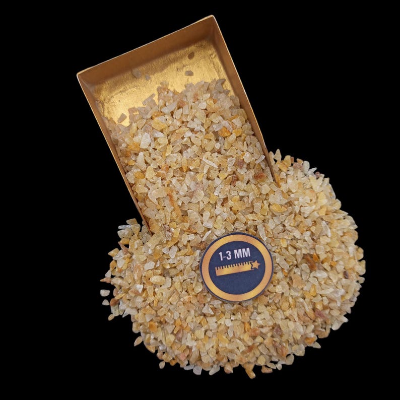Earthmines Yellow Gold Gemstone Crushed 1-3mm Natural Loose Stone for Orgonite, Jewelry, Reiki, Chakra Healing & Home Decor - Image 4